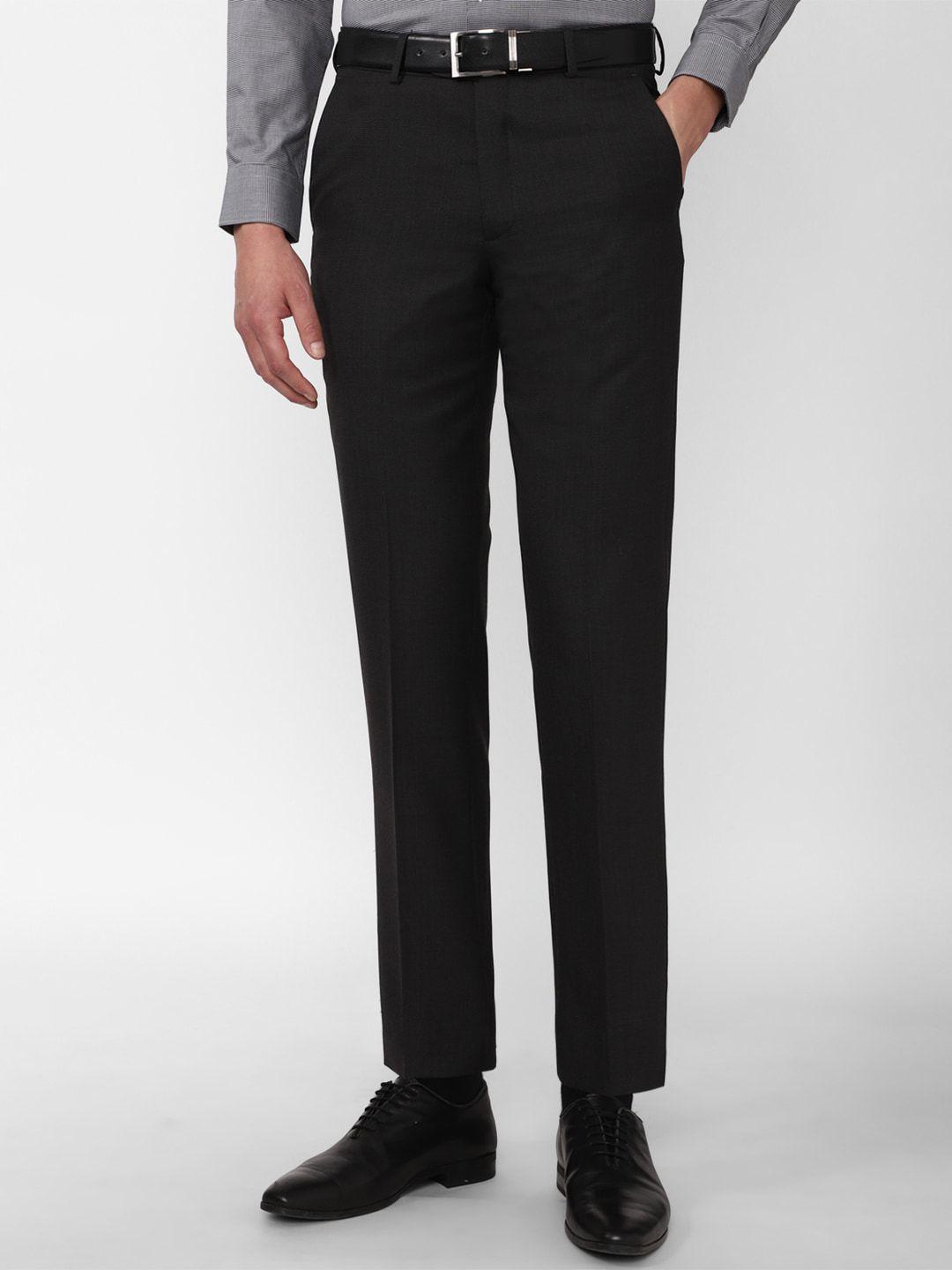 van-heusen-men-black-solid-formal-trousers
