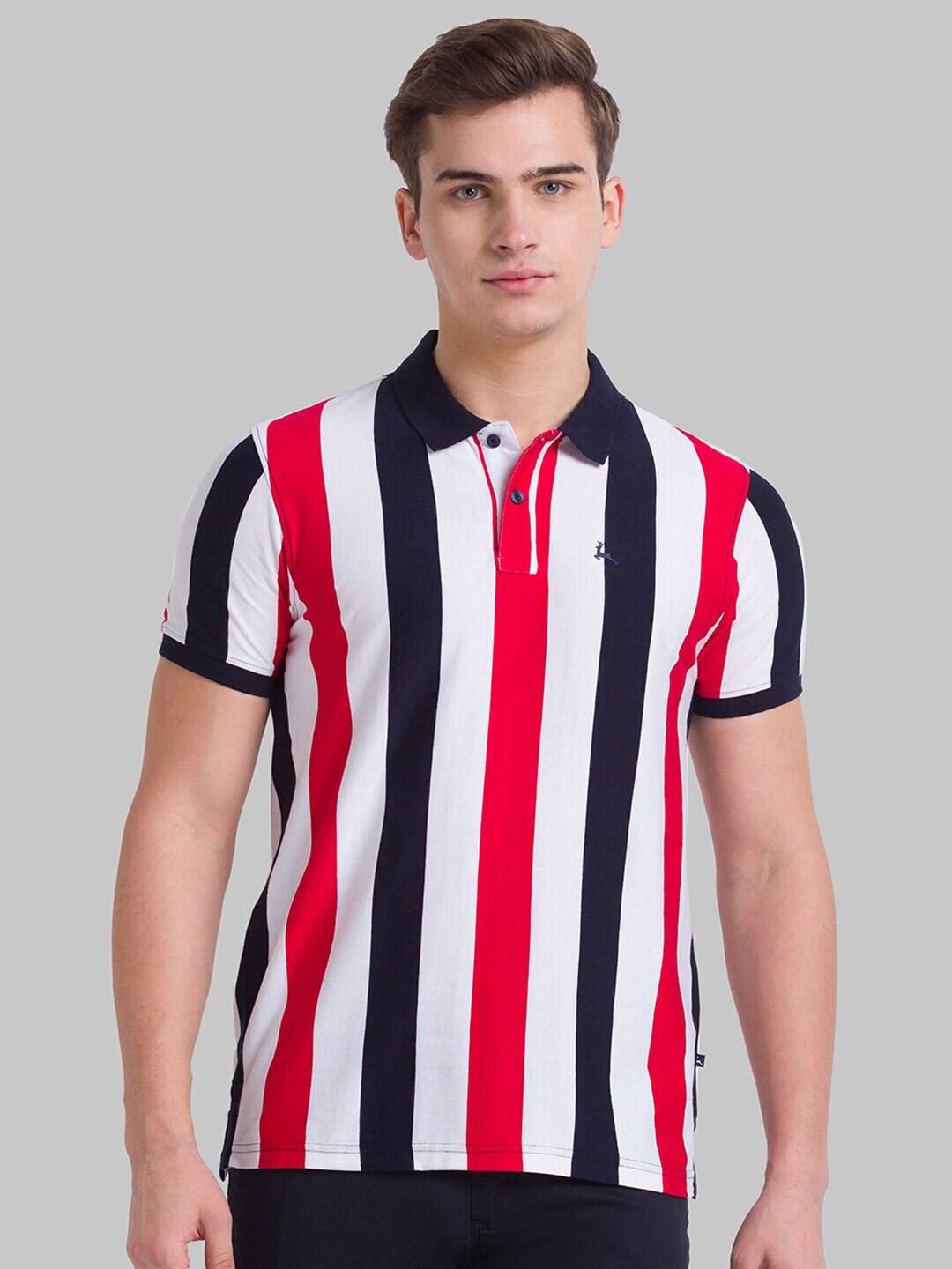 parx-men-blue-&-white-striped-polo-collar-t-shirt