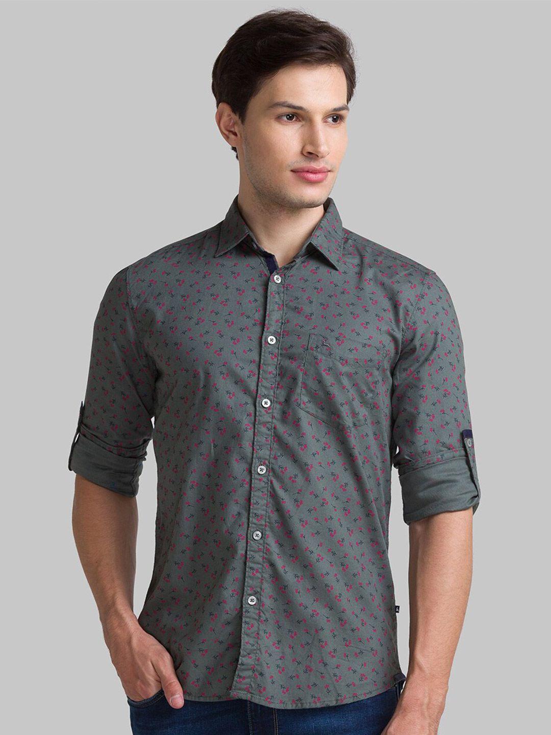 parx-men-grey-slim-fit-floral-printed-cottoncasual-shirt