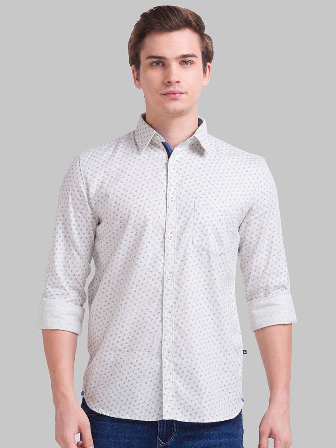 parx-men-beige-slim-fit-printed-cotton-casual-shirt