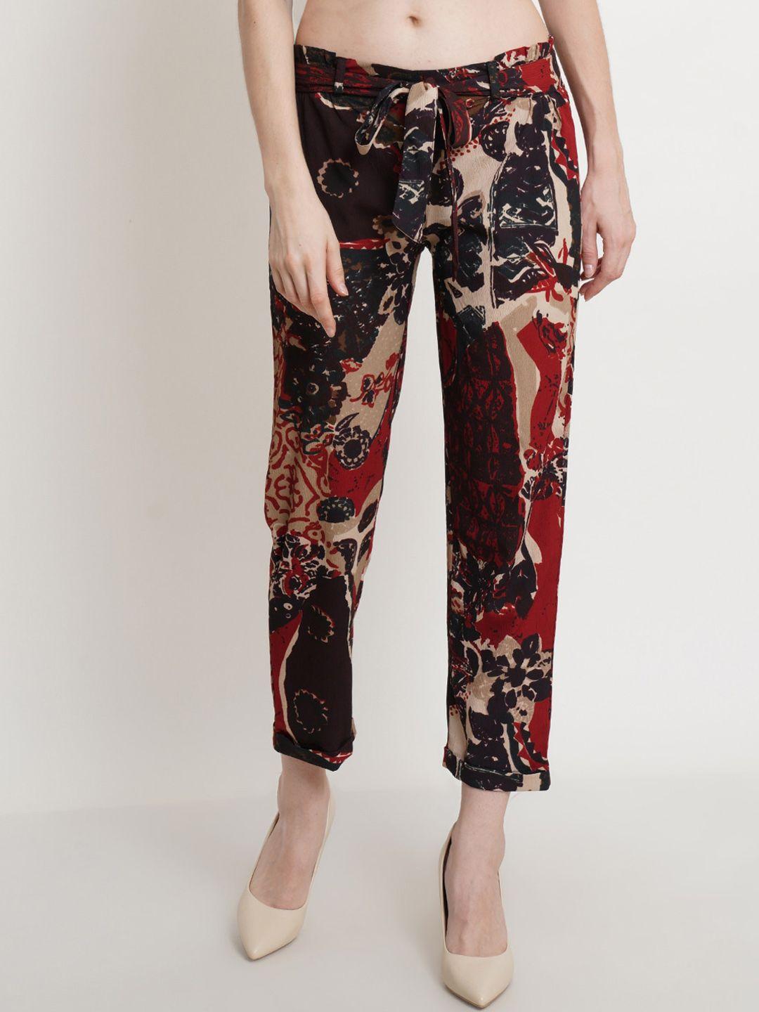 popwings-women-coffee-brown-printed-relaxed-easy-wash-trousers