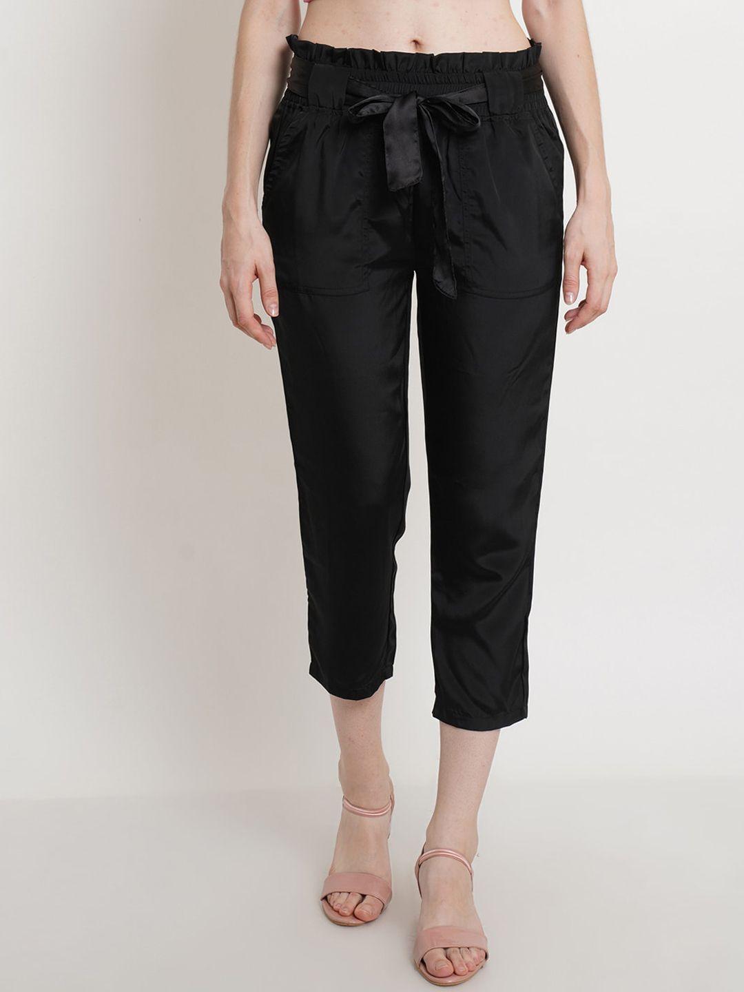 popwings-women-black-relaxed-high-rise-easy-wash-pleated-trouser