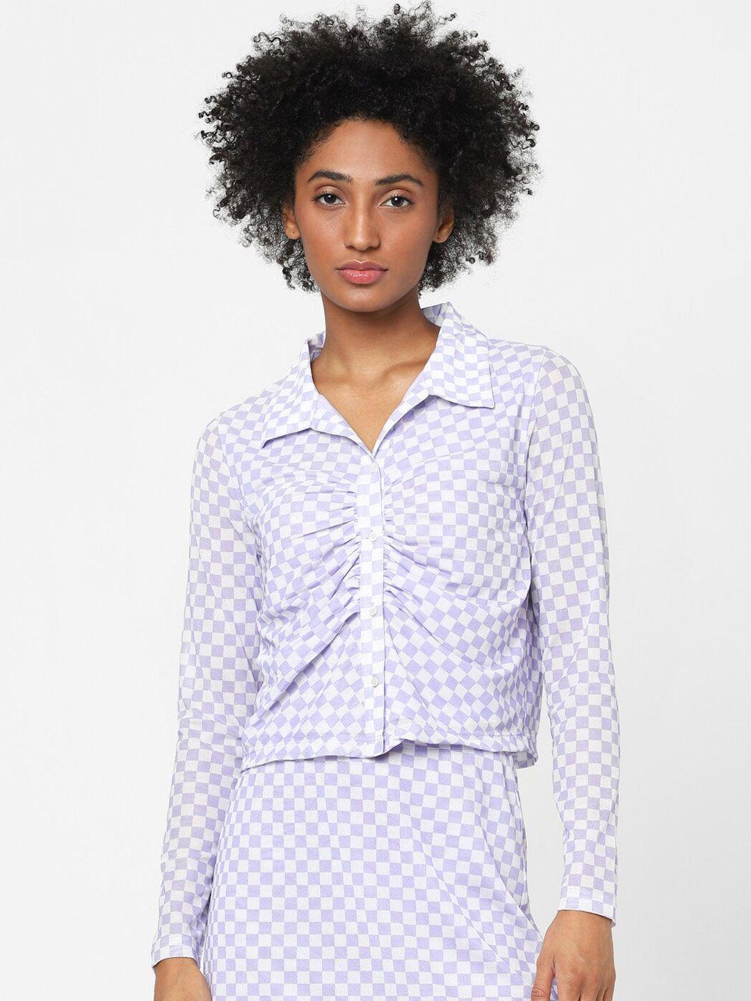 only-women-purple-printed-casual-shirt