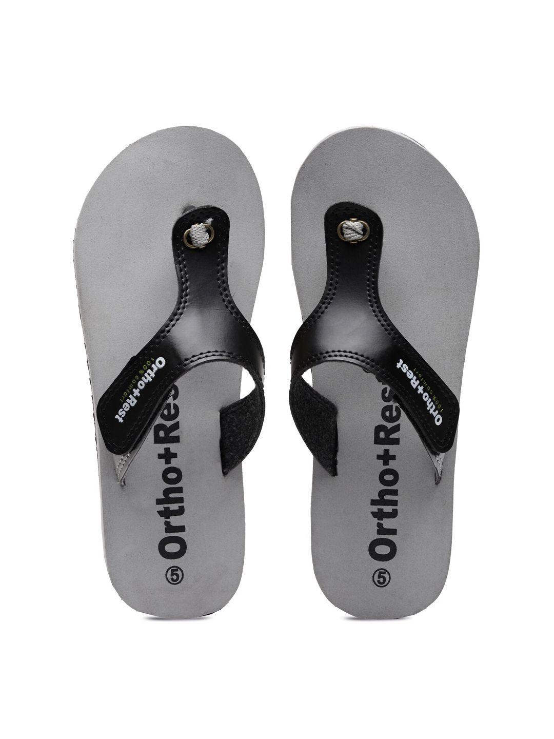 ortho-rest-women-grey-&-black-printed-thong-flip-flops