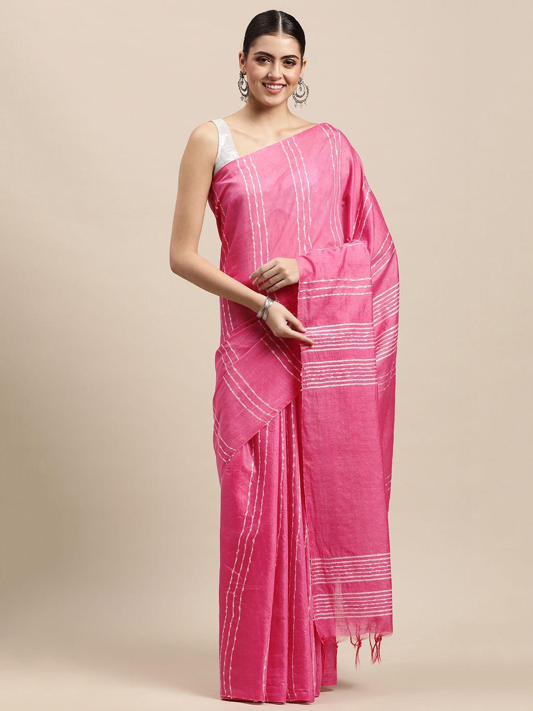 swatika-pink-striped-silk-blend-muga-saree