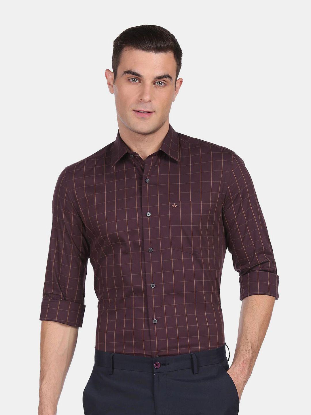arrow-new-york-men-purple-slim-fit-checked-spread-collar-formal-shirt