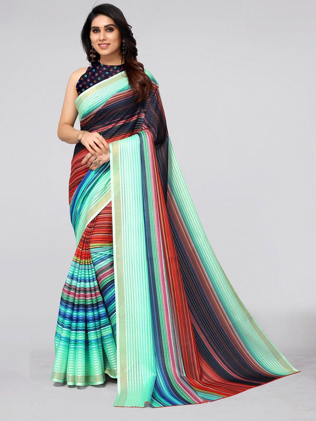 mirchi-fashion-women-multicolor-leheriya-zari-saree