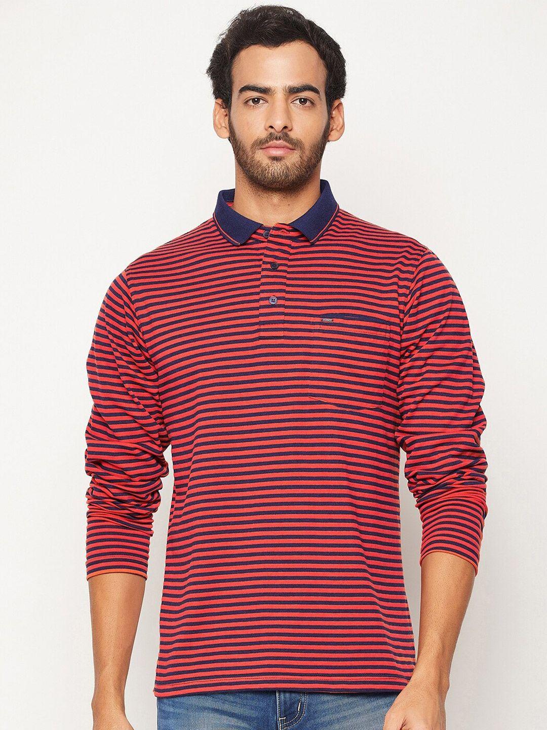 okane-men-orange-striped-polo-collar-t-shirt