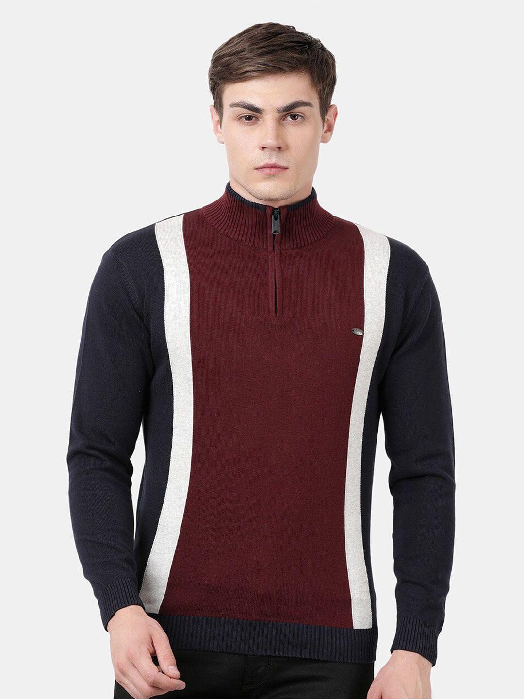 t-base-men-maroon-&-white-colourblocked-pullover