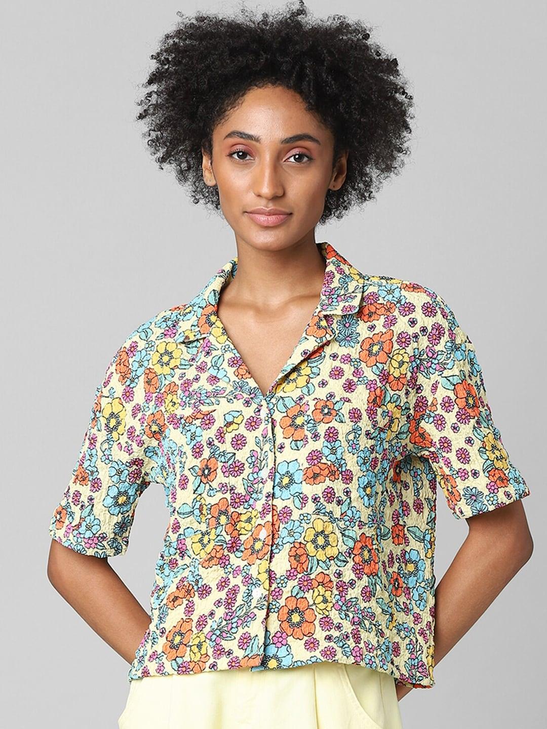 only-women-white-floral-printed-casual-shirt