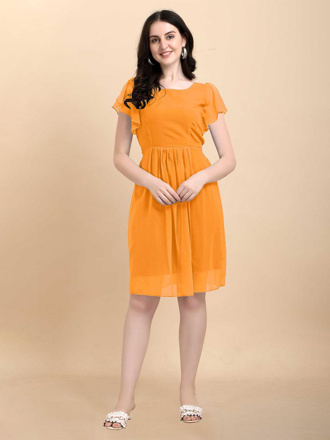 aucreations-women-yellow-solid-georgette-dress