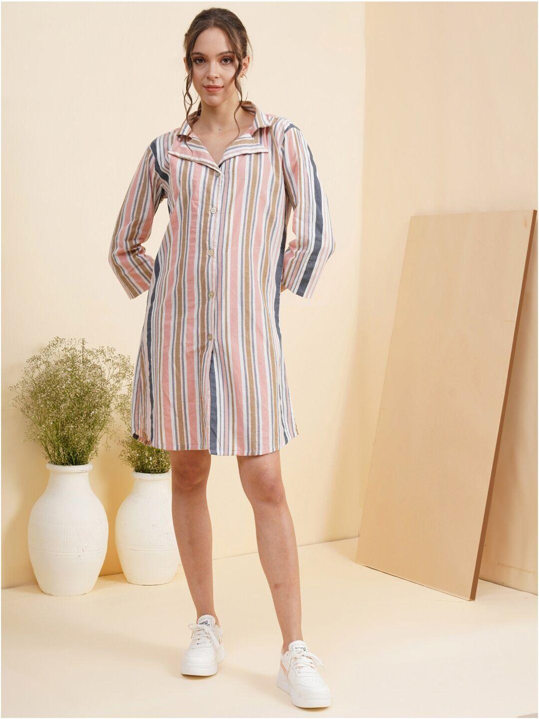 enzeo-women-white-striped-shirt-dress