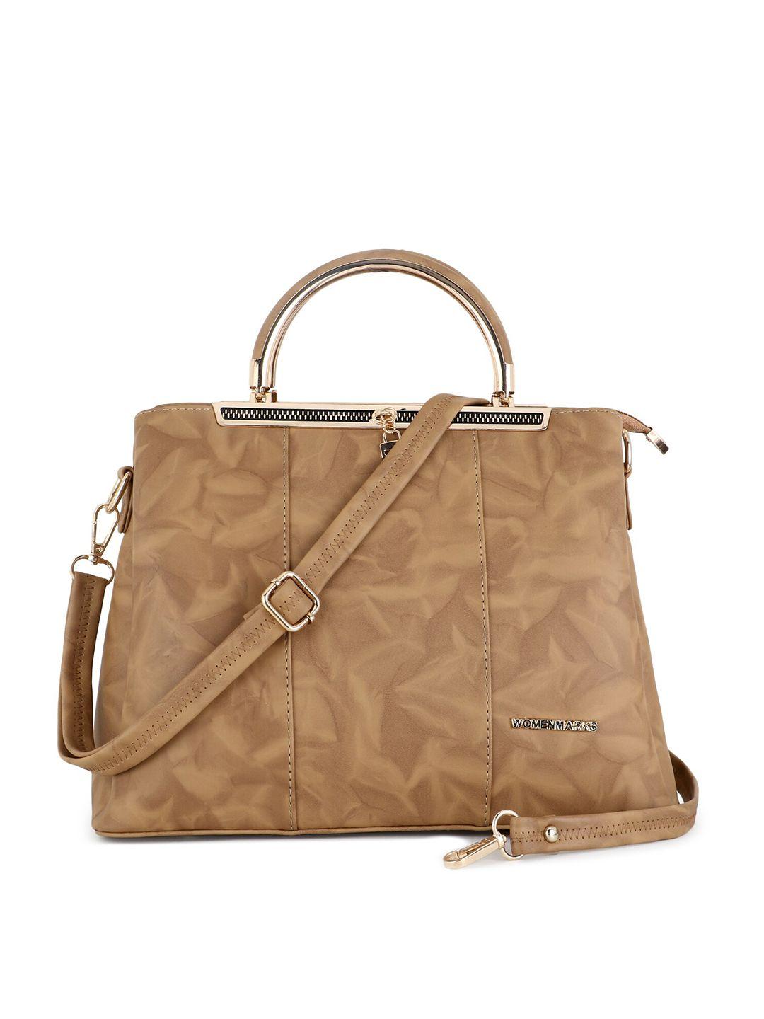 women-marks-tan-pu-structured-handheld-bag-with-tasselled