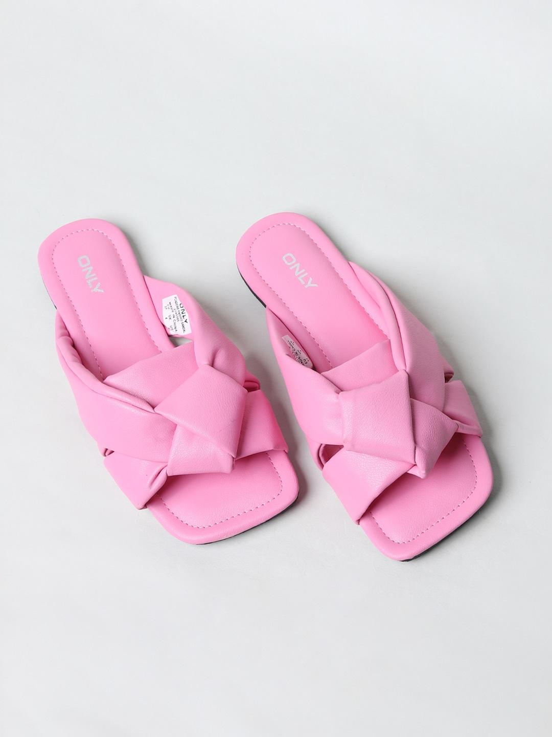 only-women-pink-woven-design-open-toe-flats