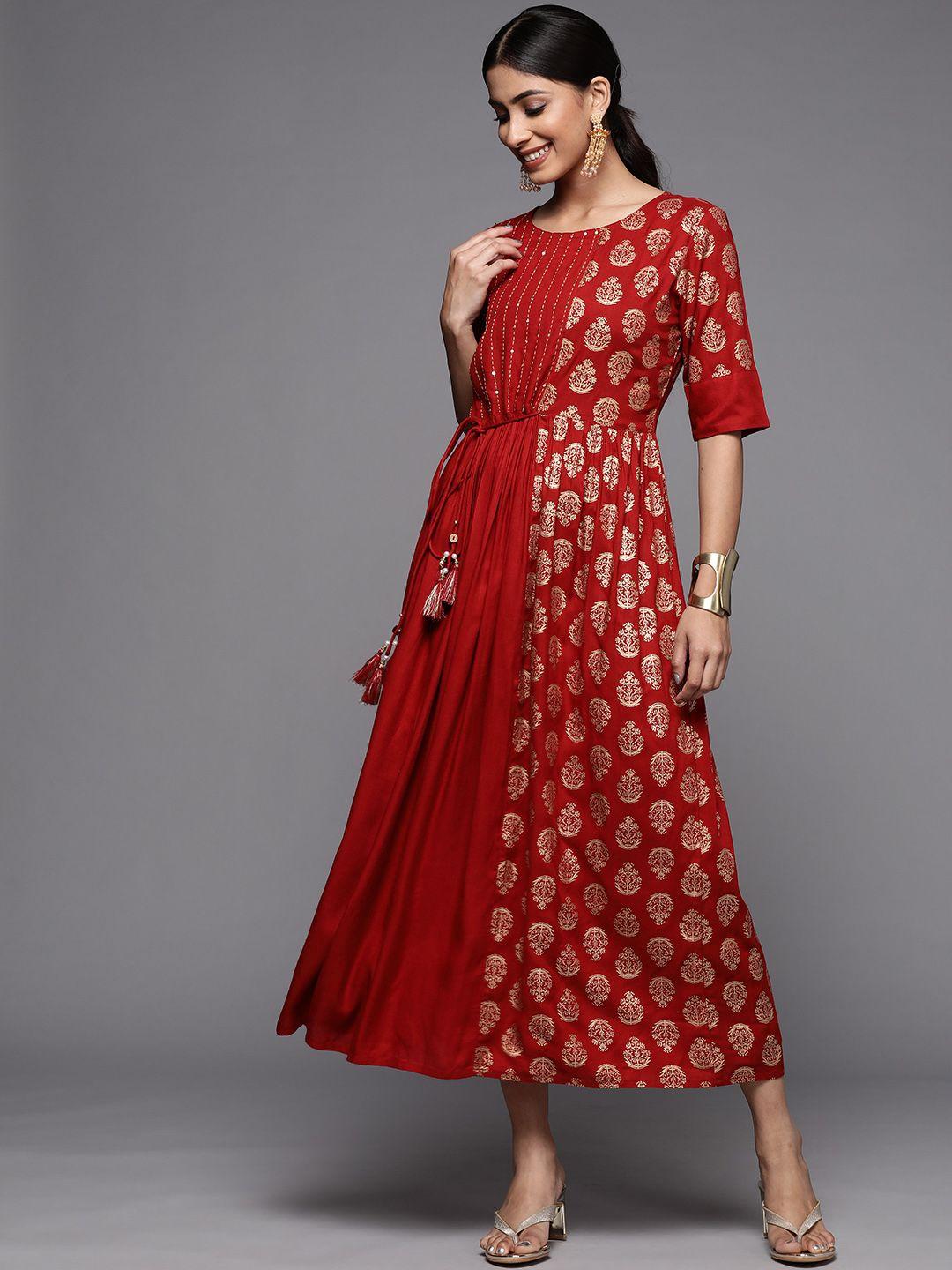 varanga-red-&-gold-toned-floral-maxi-dress