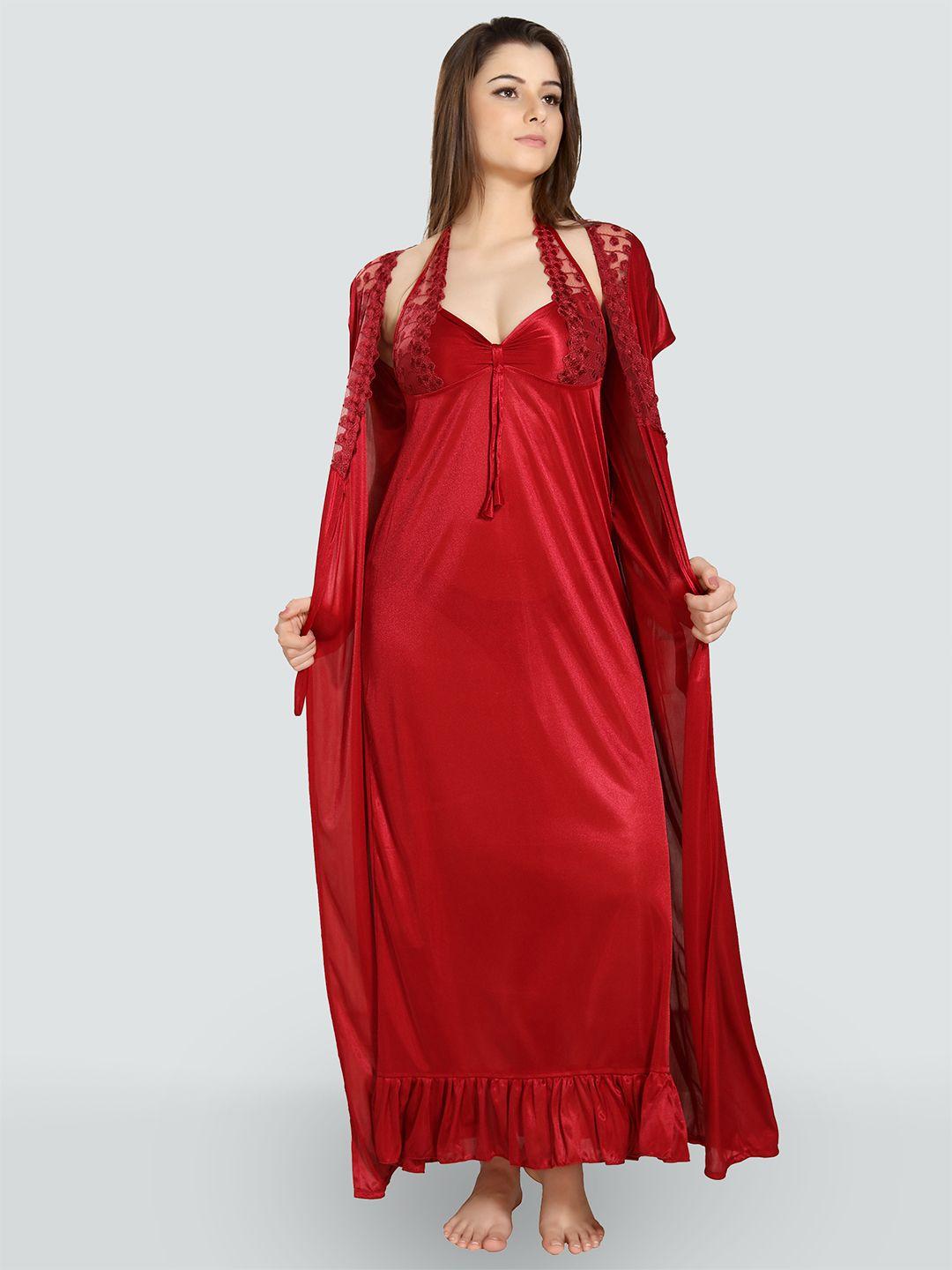 romaisa-maroon-satin-solid-nighty-with-robe