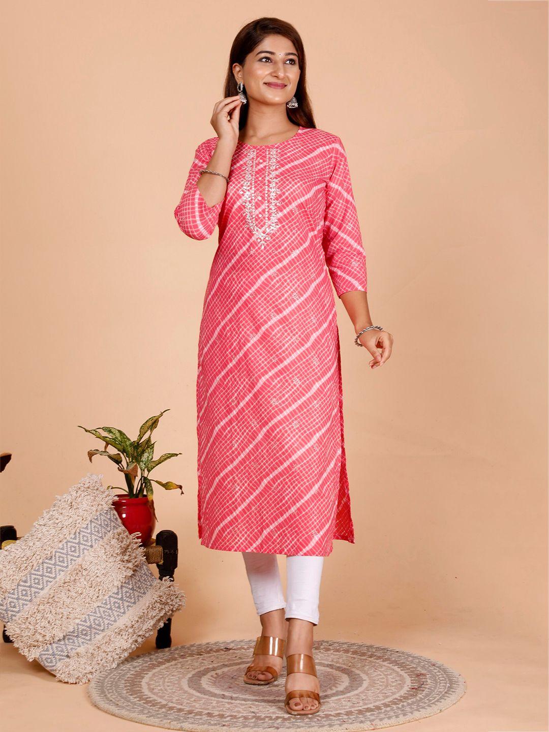 sp-designs-peach-coloured-floral-printed-pure-cotton-handloom-kurti