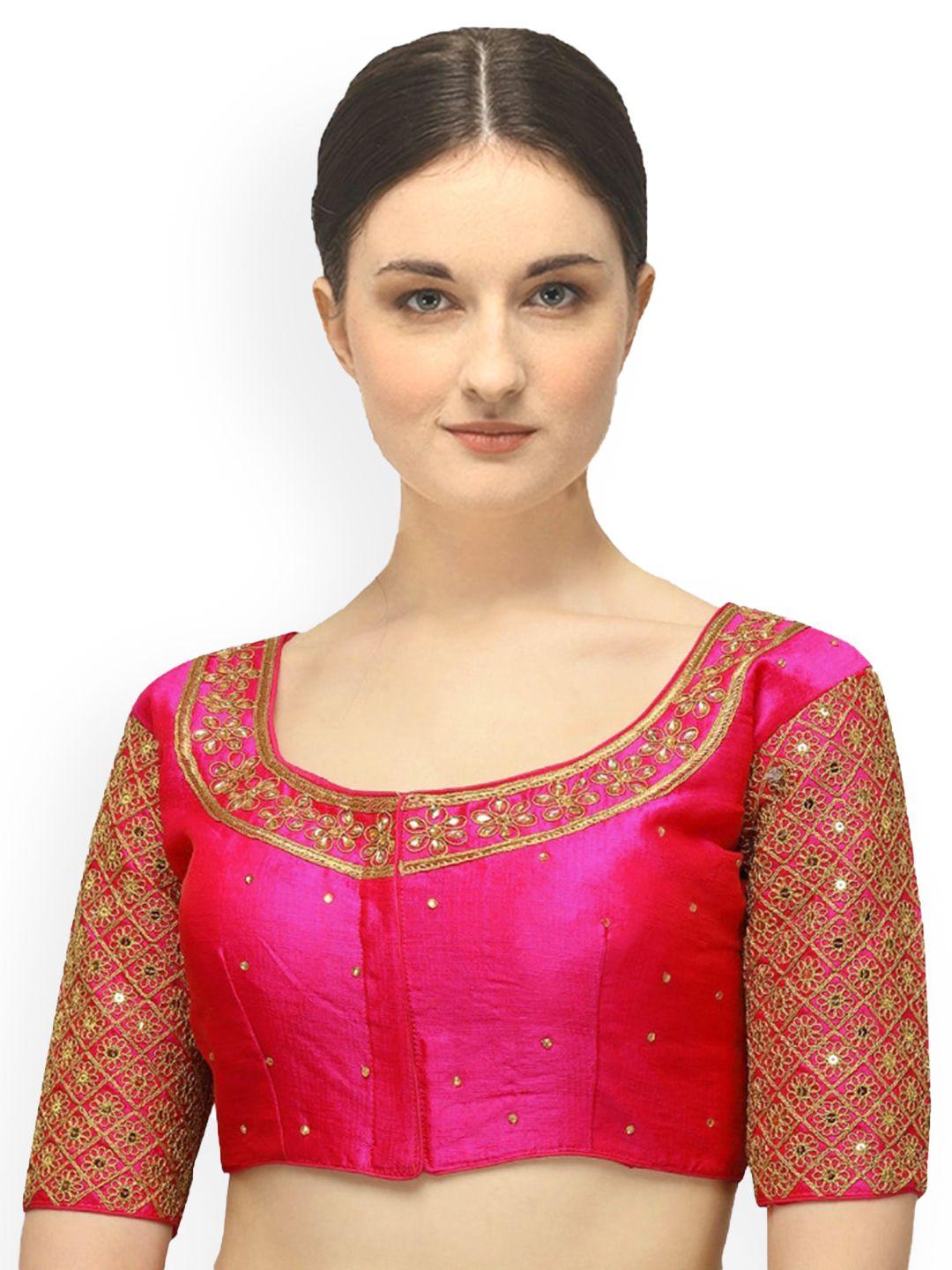 sumaira-tex-pink-&-golden-embroidered-silk-readymade-saree-blouse