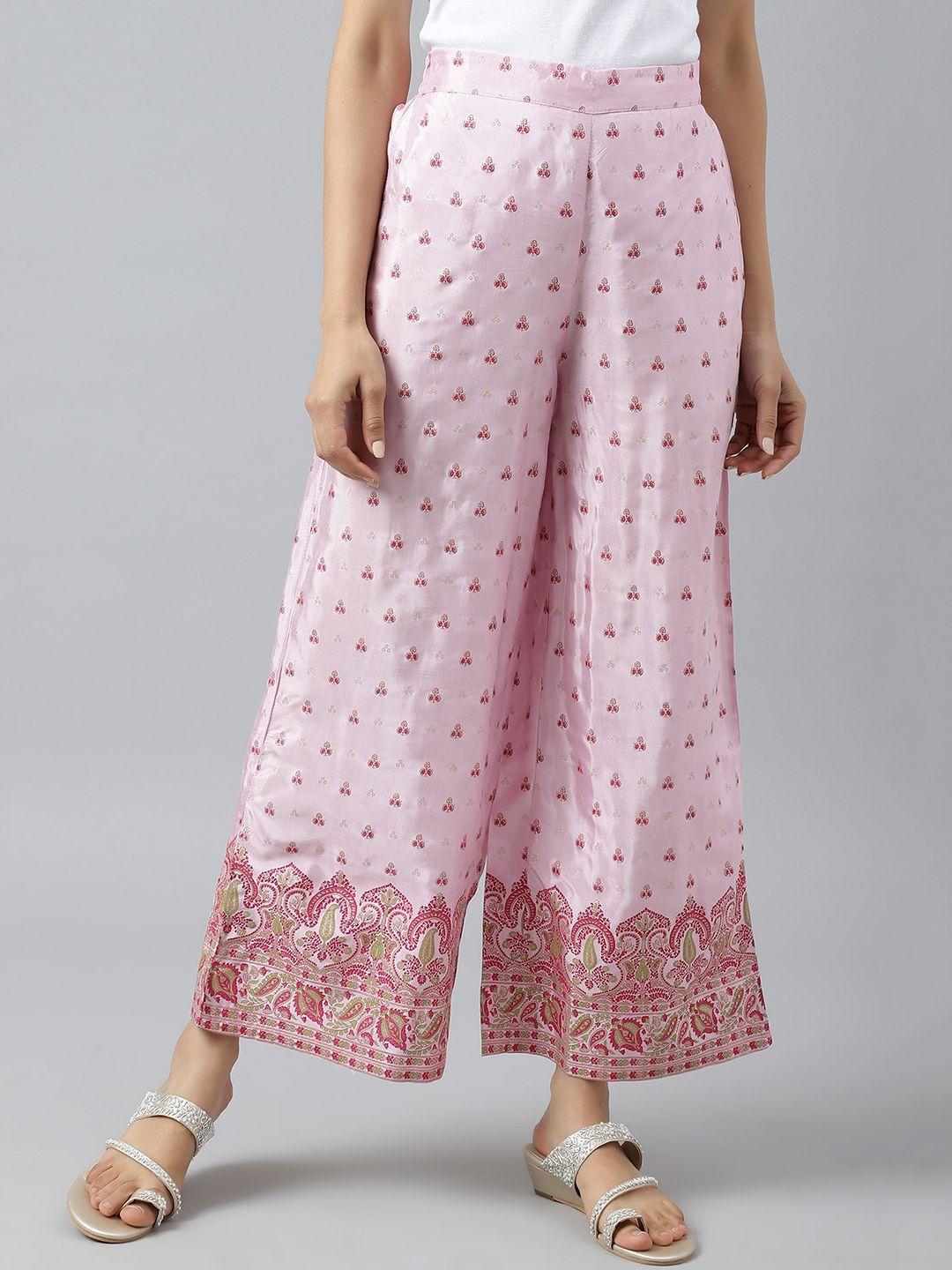 w-women-pink-floral-shantung-printed-parallel-pants