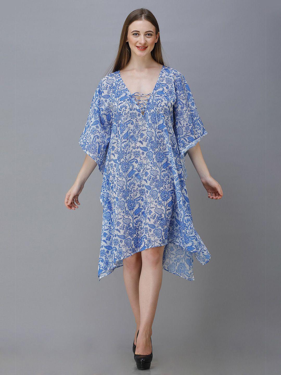 rajoria-instyle-blue-&-white-georgette-kaftan-midi-dress
