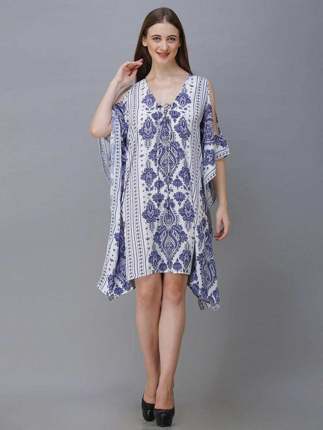 rajoria-instyle-off-white-&-navy-blue-ethnic-motifs-georgette-ethnic-kaftan-dress