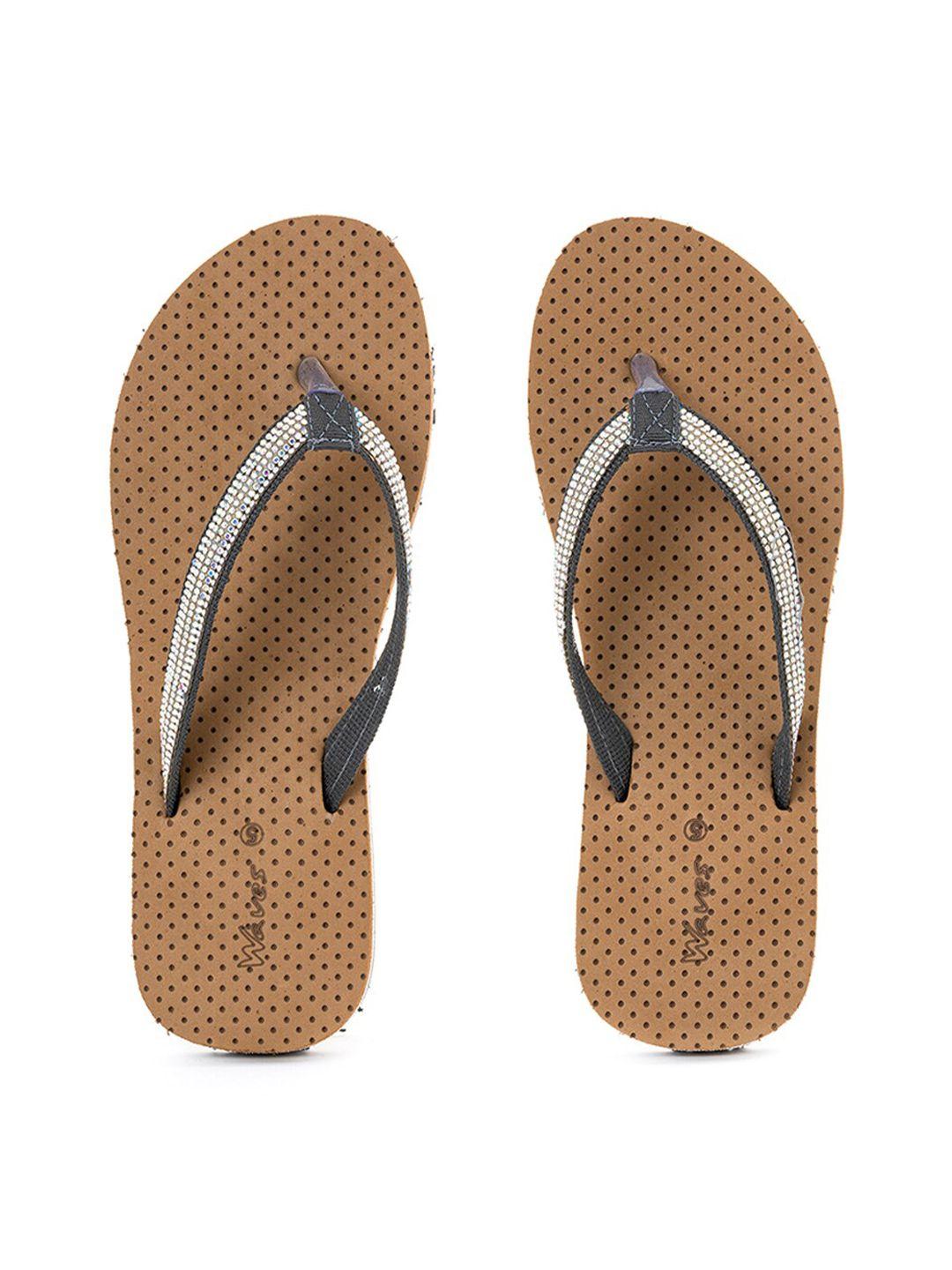 khadims-women-grey-&-brown-printed-room-slippers