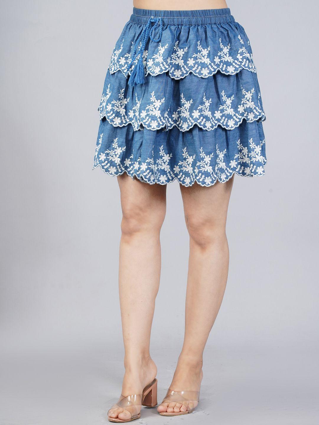 sumavi-fashion-women-blue-embroidered-mini-divided-skirts