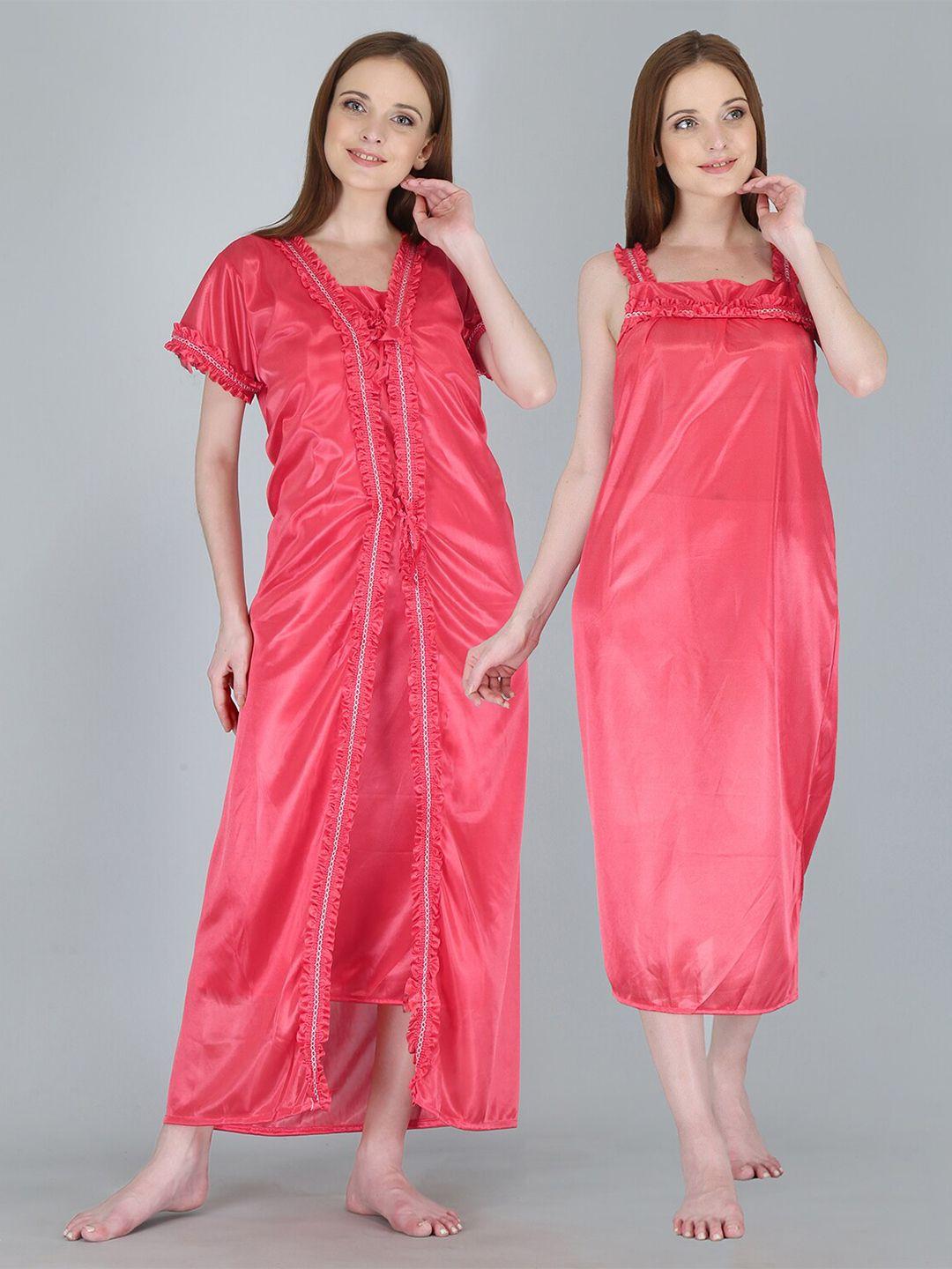be-you-women-peach-coloured-maxi-nightdress-with-robe