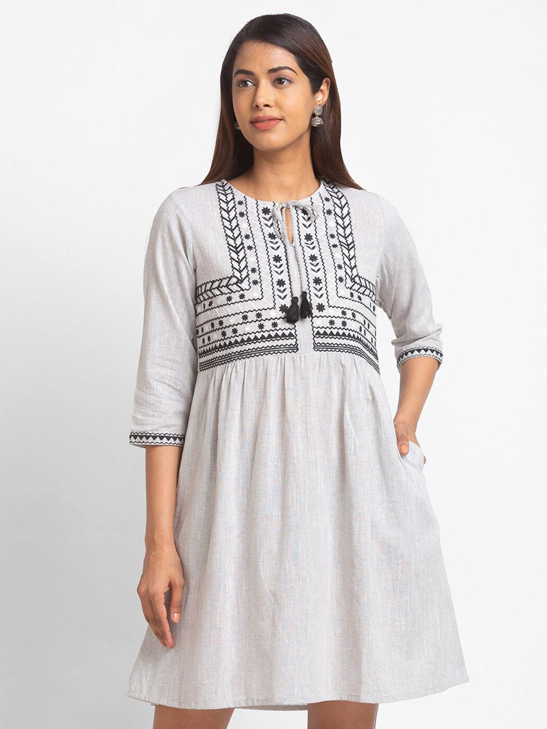globus-grey-ethnic-motifs-dress