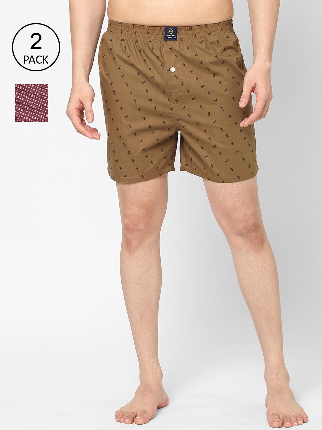 urban-scottish-men-pack-of-2-red-&-brown-printed-cotton-boxers-usbx2295-s