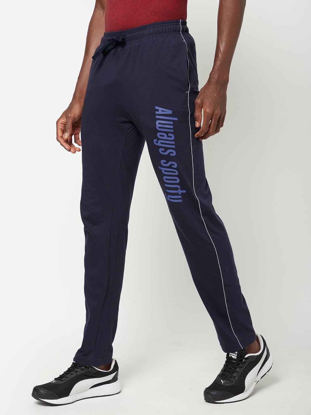 sporto-men-navy-blue-typography-printed-cotton-slim-fit-track-pant