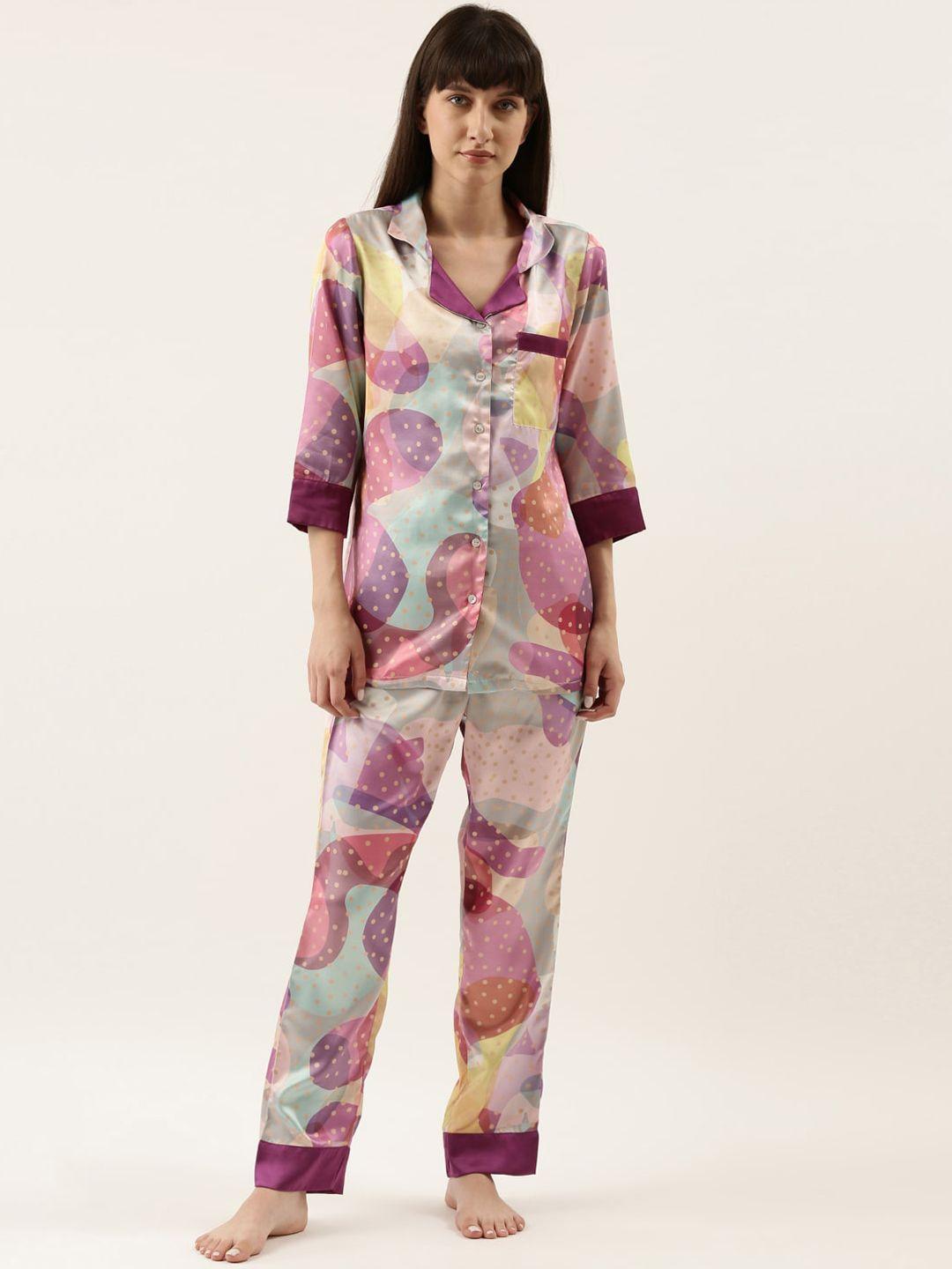 bannos-swagger-women-pink-&-green-printed-night-suit