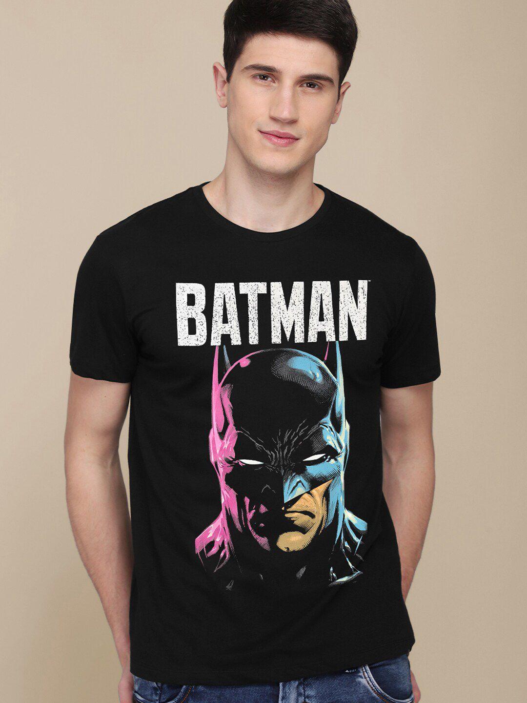 free-authority-men-black-batman-printed-applique-t-shirt