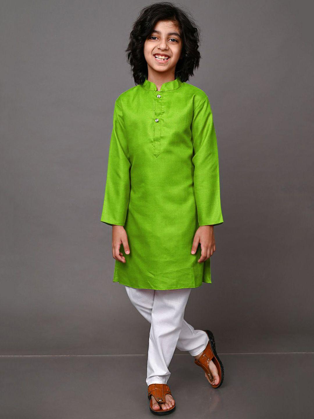 vesham-boys-green&-white-kurta-with-pyjamas