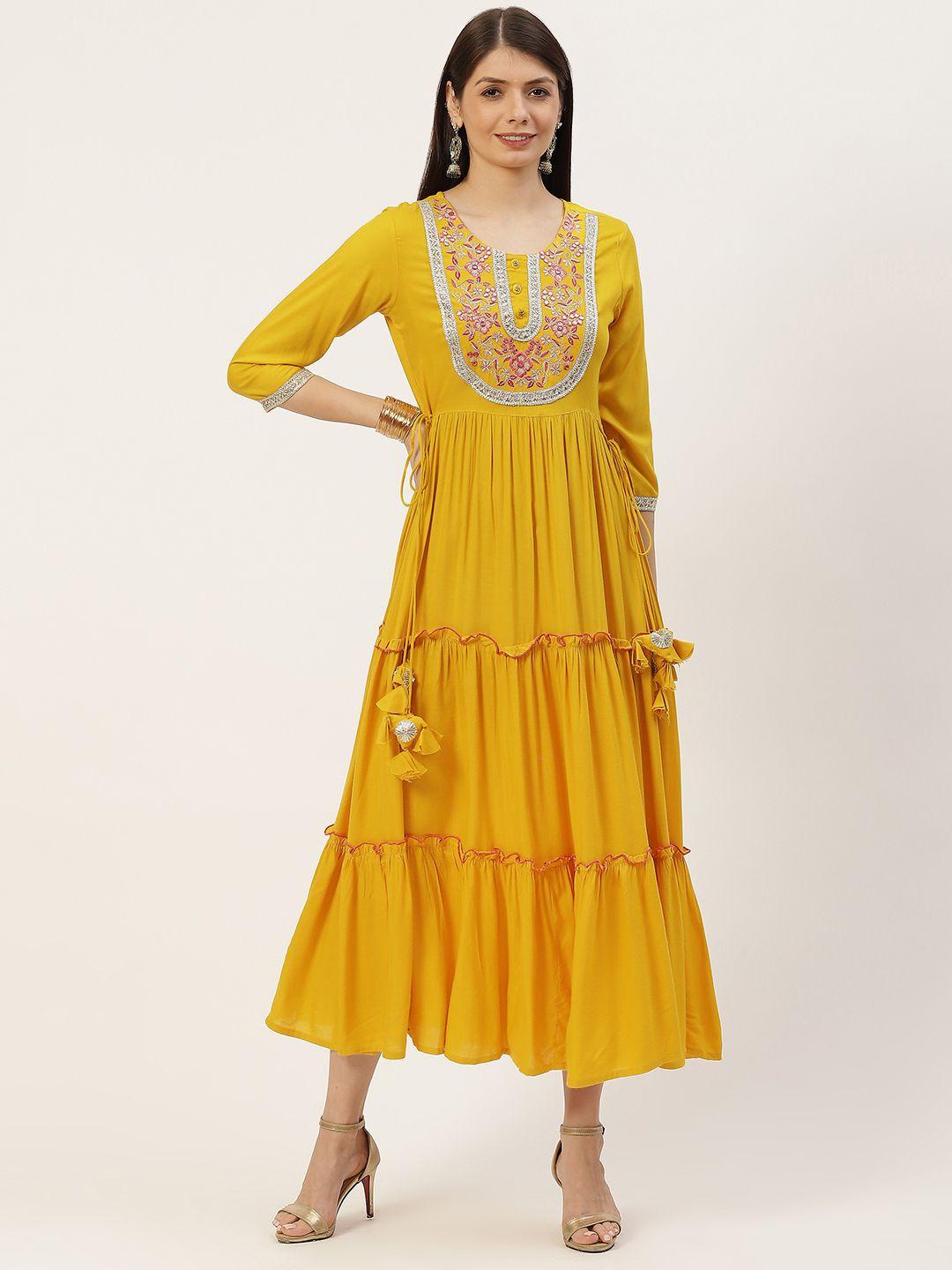 yellow-cloud-mustard-yellow-&-pink-ethnic-motifs-yoke-design-tiered-anarkali-ethnic-dress