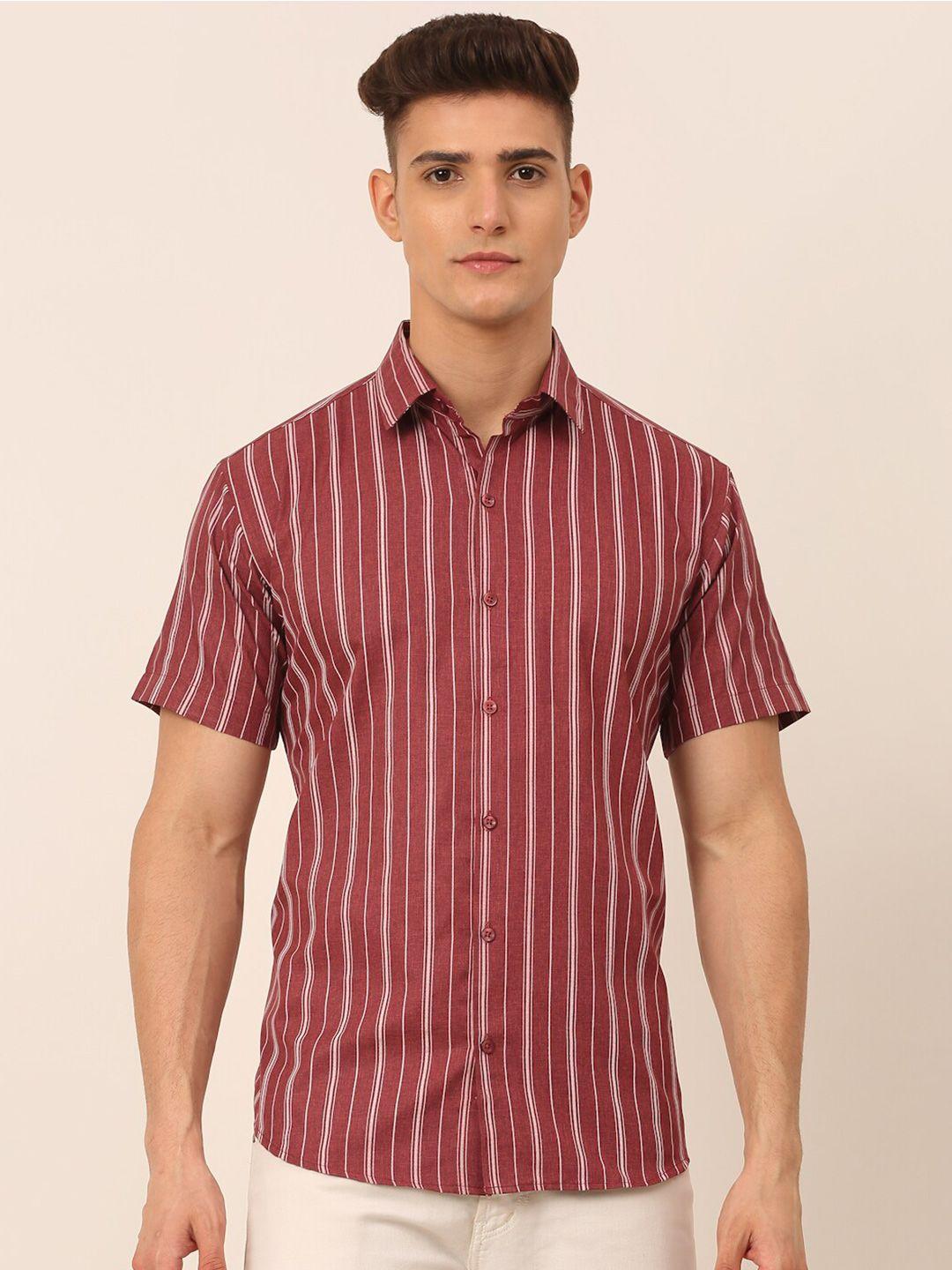 jainish-men-maroon-classic-striped-casual-shirt