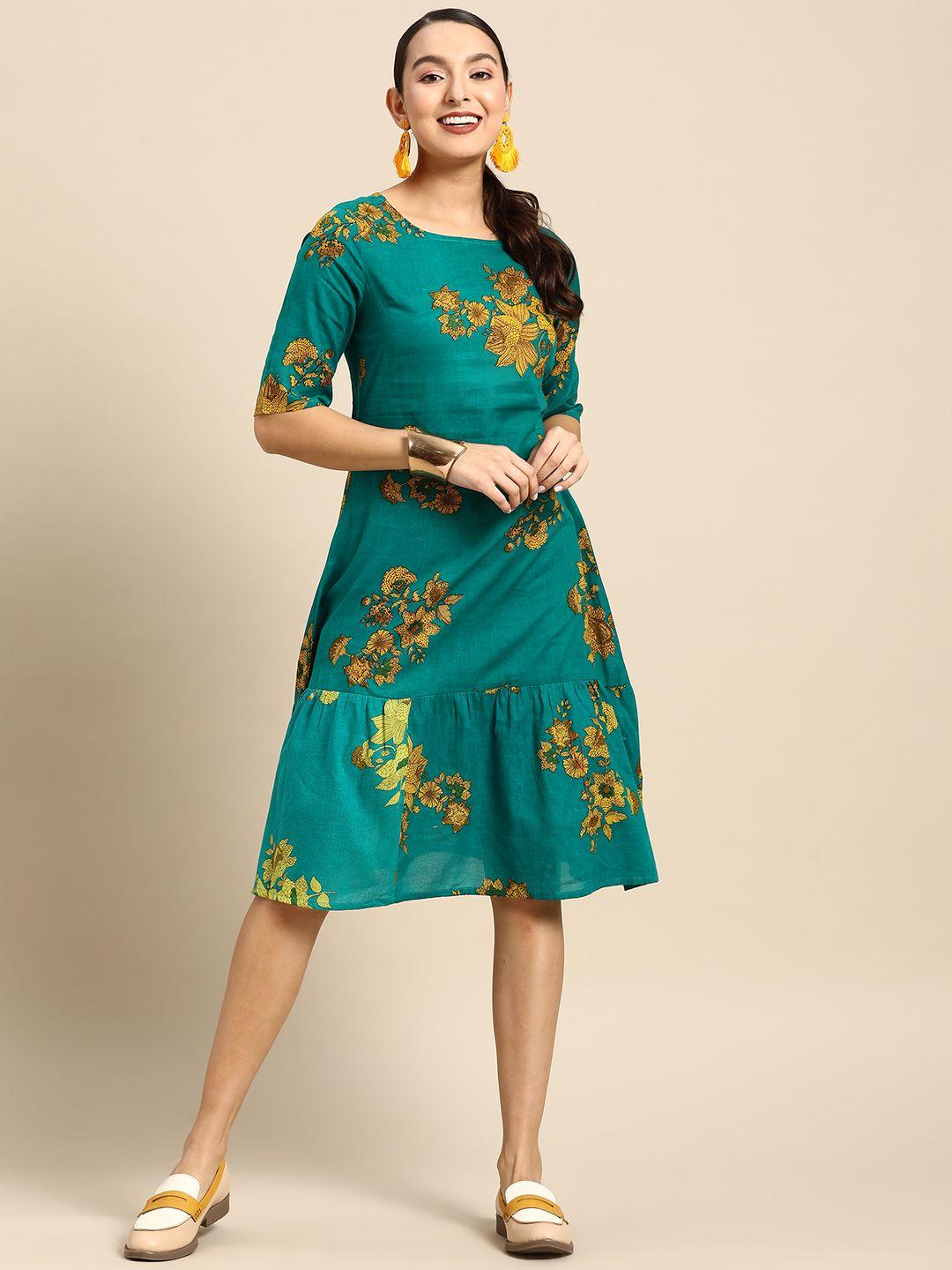 sangria-ethnic-motifs-printed-pure-cotton-a-line-dress