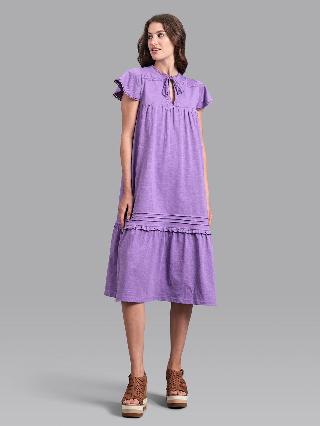 beverly-hills-polo-club-purple-tie-up-neck-a-line-midi-dress