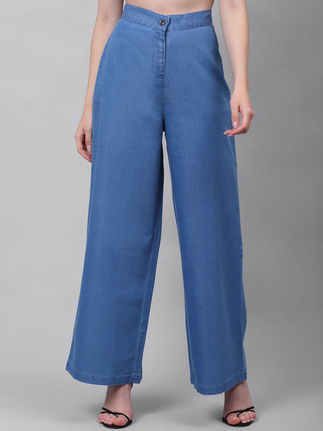 neudis-women-blue-flared-high-rise-trousers