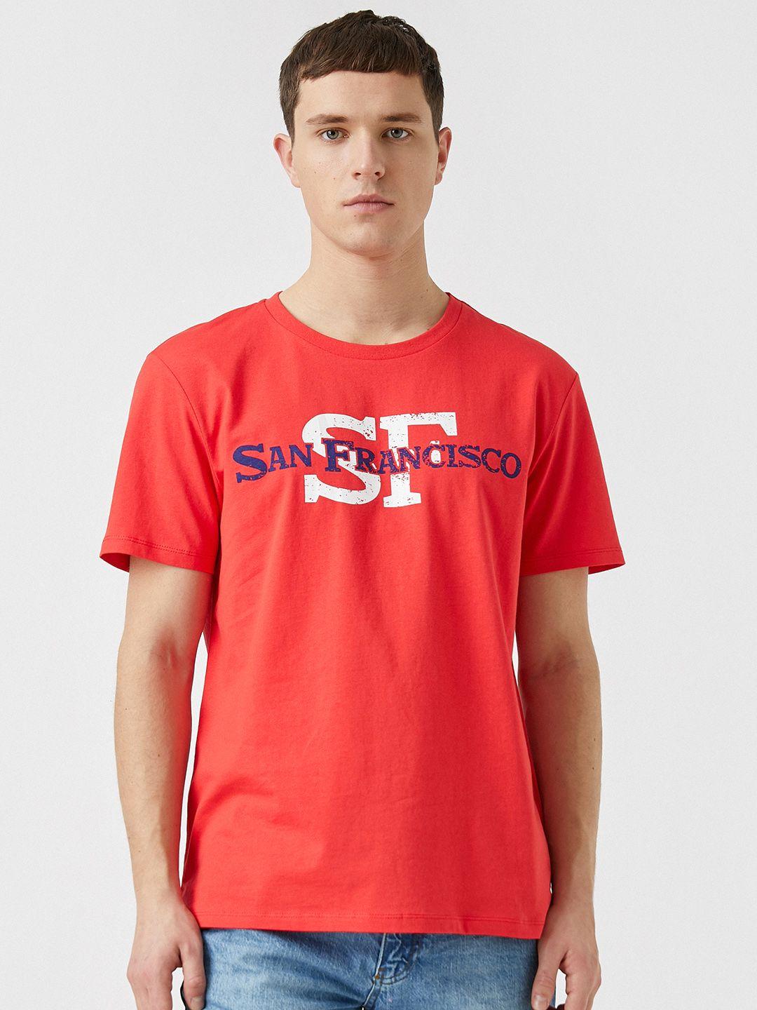 koton-men-red-typography-printed-standard-fit-pure-cotton-t-shirt