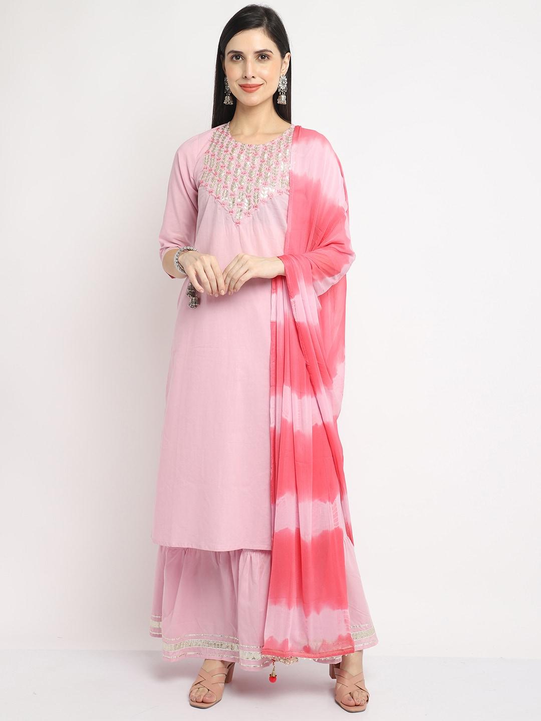 rajnandini-women-pink-pure-cotton-embroidered-kurta-with-sharara-&-dupatta