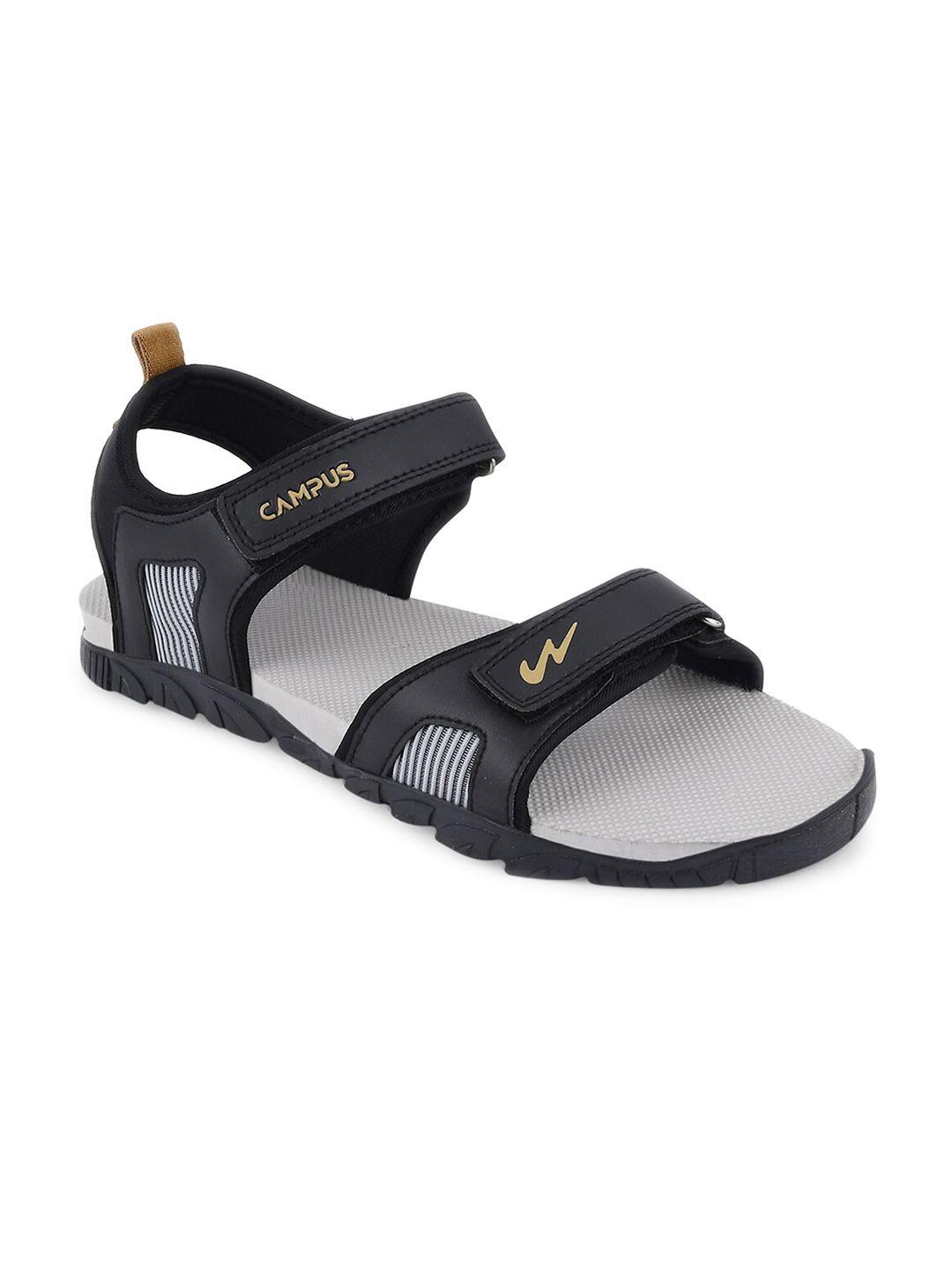 campus-men-grey-&-black-solid-sports-sandal