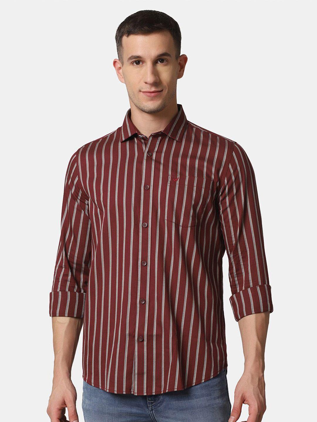 blackberrys-men-red-slim-fit-striped-pure-cotton-casual-shirt