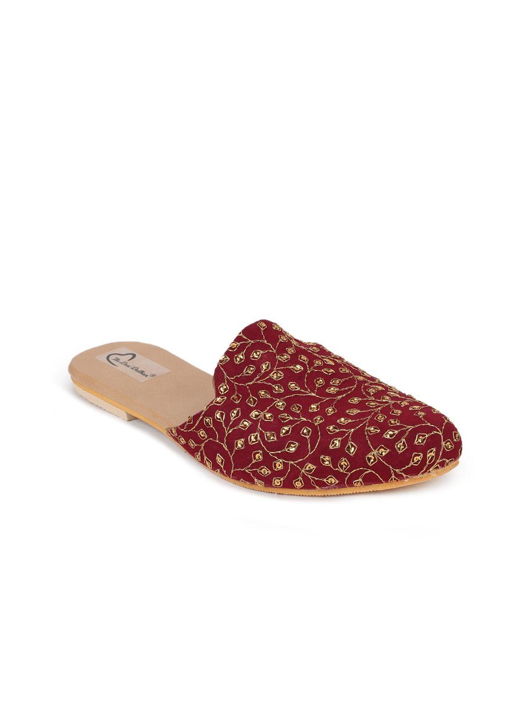 the-desi-dulhan-women-maroon-embellished-leather-ethnic-embroidered-flats