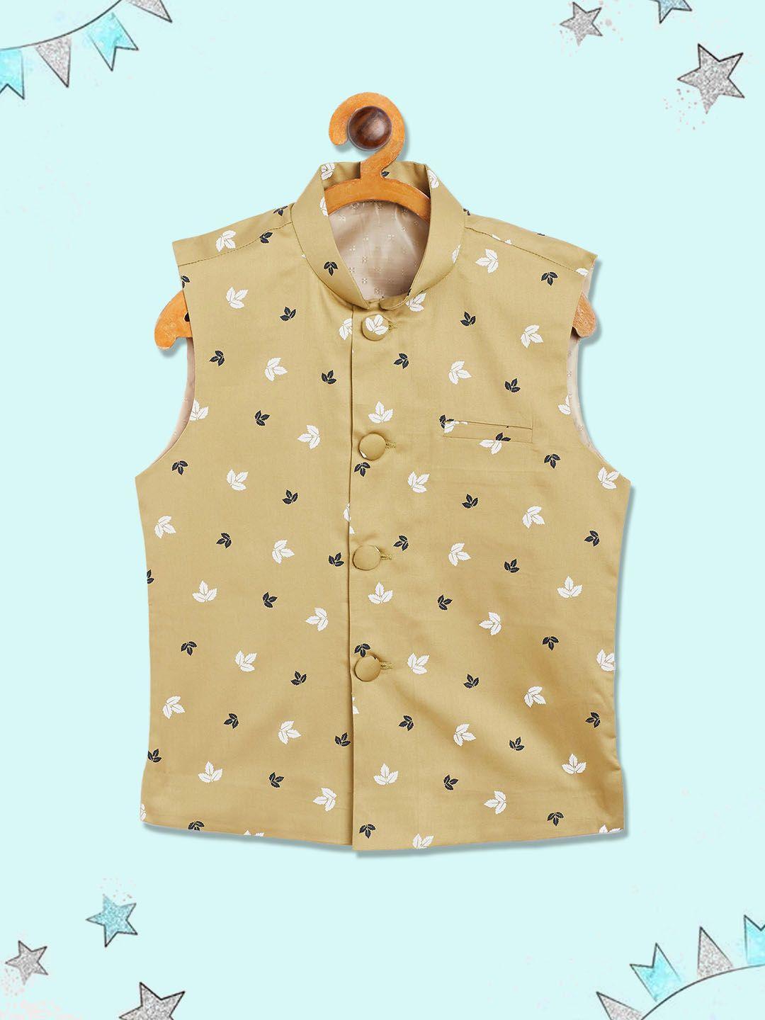 yk-boys-beige-colored-motif-printed-nehru-jacket