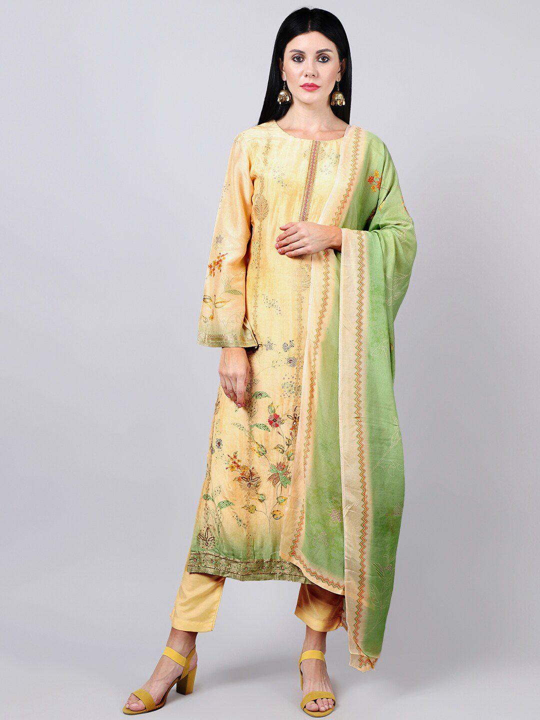 stylee-lifestyle-women-beige-&-green-printed-pure-silk-unstitched-dress-material