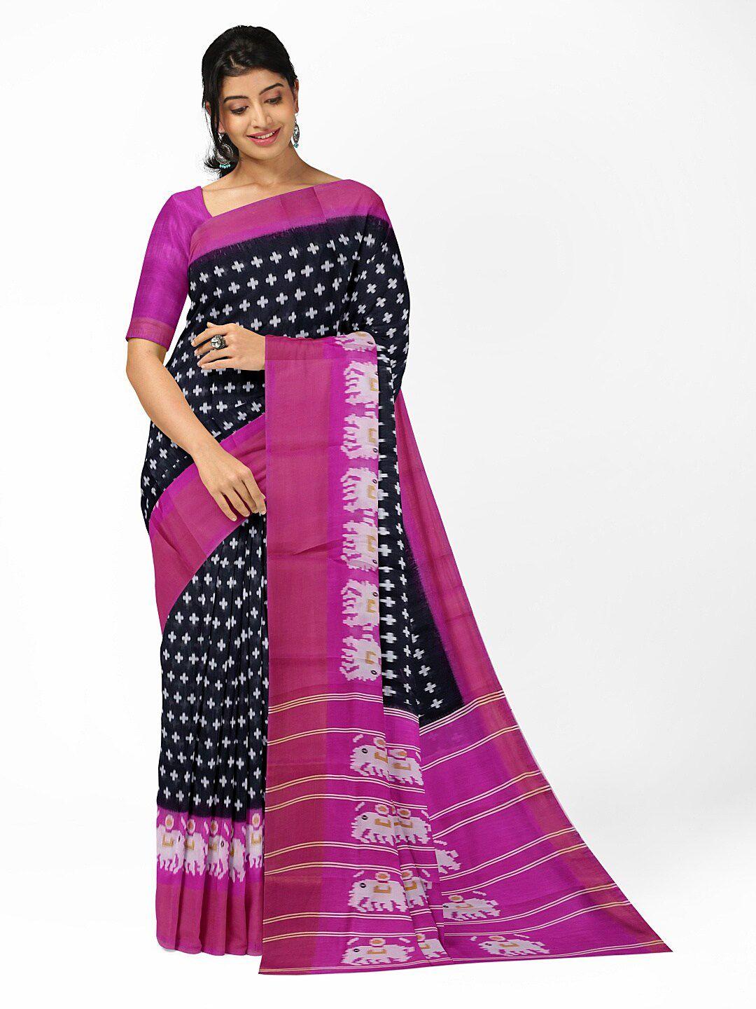kalini-black-&-white-kalamkari-silk-blend--bhagalpuri-saree