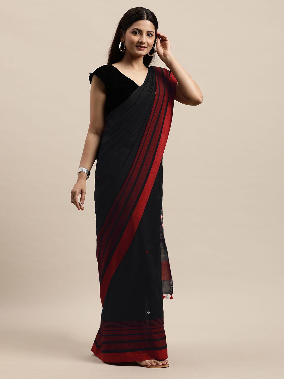 arteastri-black-&-maroon-cotton-assamese-saree-without-blouse-piece