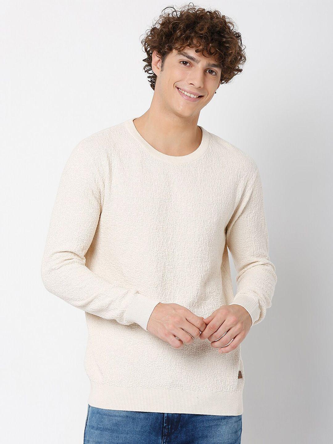 mufti-men-beige-solid-long-sleeves-pullover