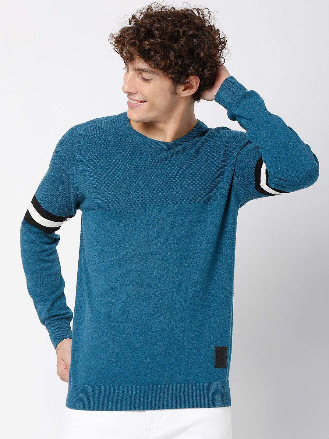 mufti-men-blue-solid-pullover